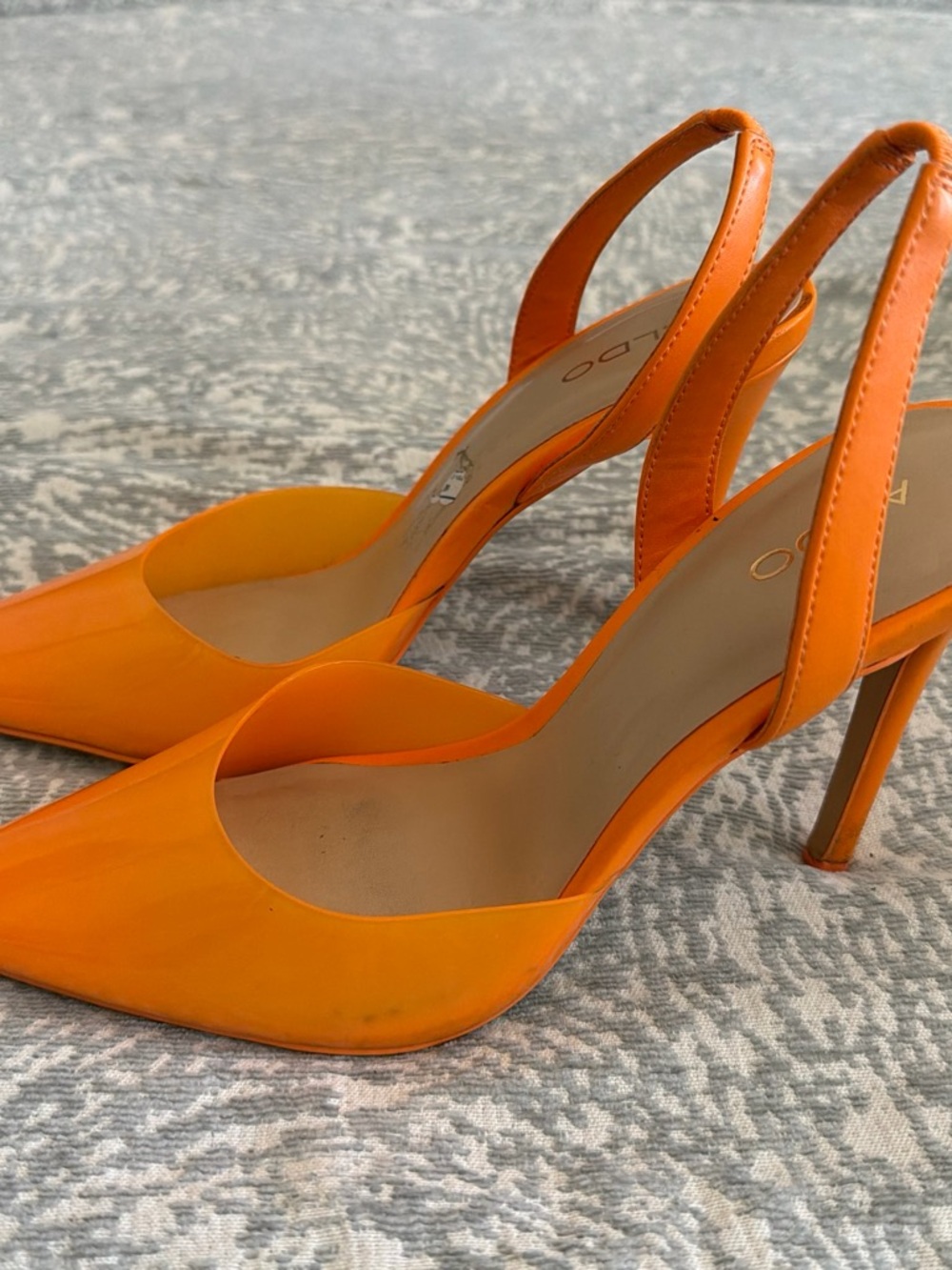 Aldo Bright Orange Pointed-Toe Slingback Heels